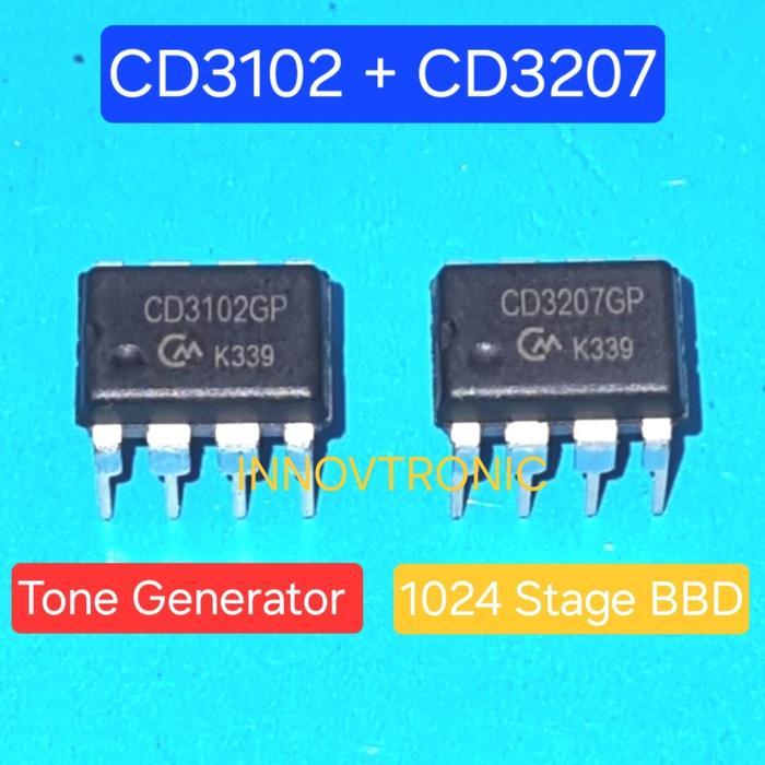 1Set CD3102 MN3102 Clock Generator + CD3207 MN3207 1024 Stage BBD Echo Effect DIP 8pin