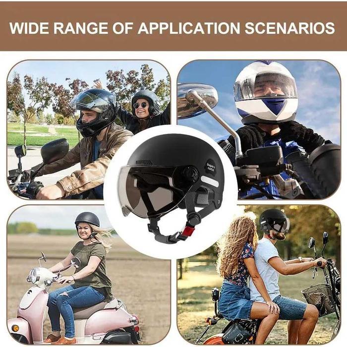 Helm Sepeda Listrik Motor Elektrik Skuter Retro Vintage Pria Wanita Dewasa All Size ABS EPS Visor