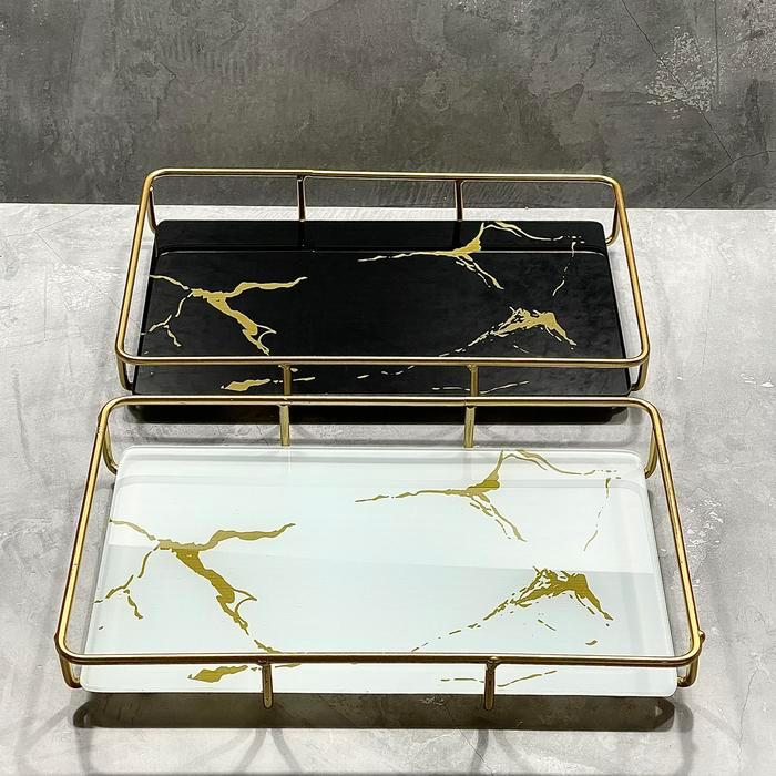 ACLASA MARBLE TRAY KACA PERSEGI / PAJANGAN NAMPAN ESTETIK