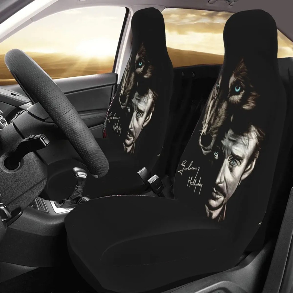 Johnny Hallyday And Wolf Front Auto Seat Cover Print France Singer Rock Star Car Seat Covers Univers