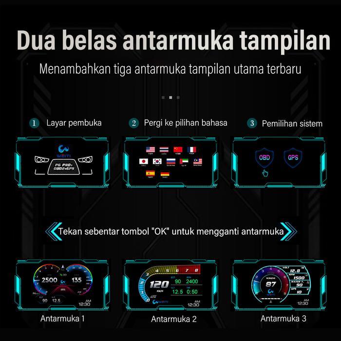 PR0M0 Car Smart Gauge P6 OBD2+GPS Smart Mobil Layar Display Sistem HUD G00D QU4LITY