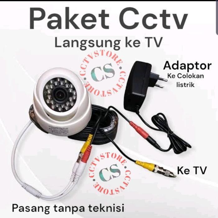 PAKET CCTV LANGSUNG KE TV PAKET 1 KAMERA CCTV LANGSUNG KE TV PLUG N PLAY PAKET CCTV INDOOR LANGSUNG