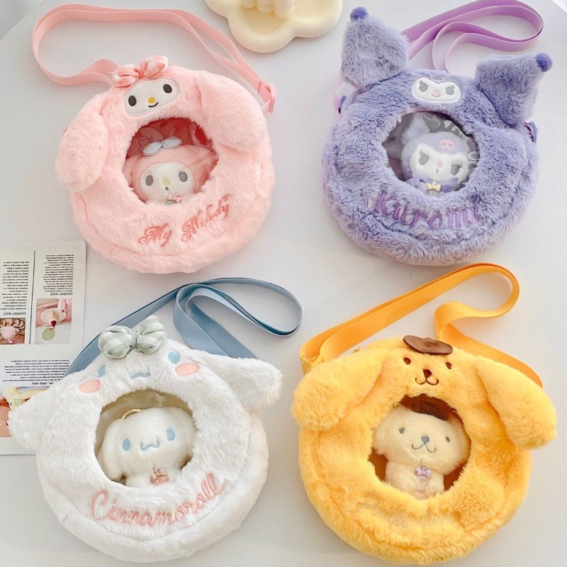 kuromi transparent crossbody bag cartoon character cute anime Cinnamoroll doll toy exquisite fashion