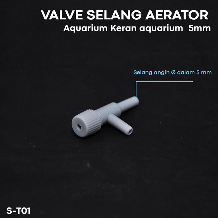 Keran pompa angin L / aerator Valve selang aerator aquarium S-T01 5mm
