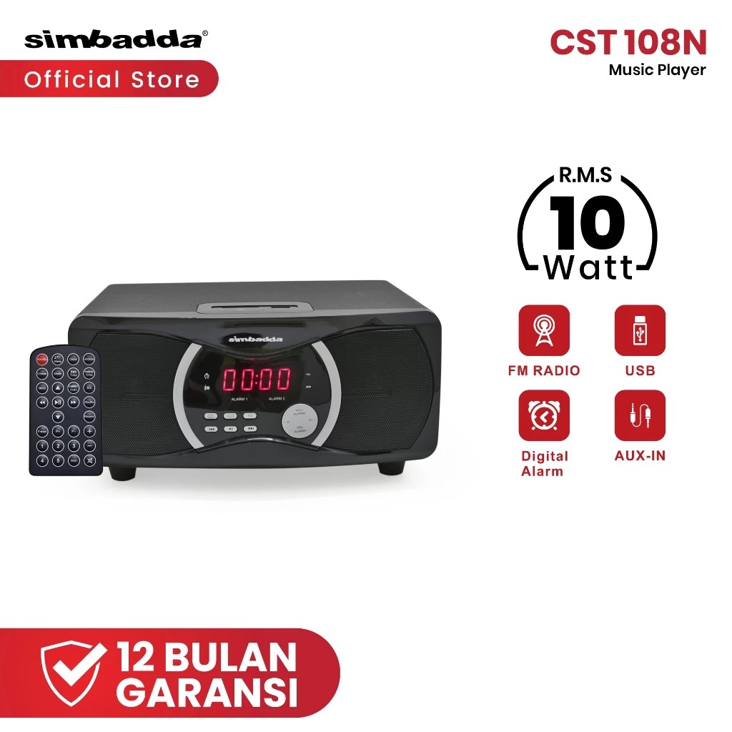 Simbadda CST 108N Bluetooth Bass LED Alarm Speaker