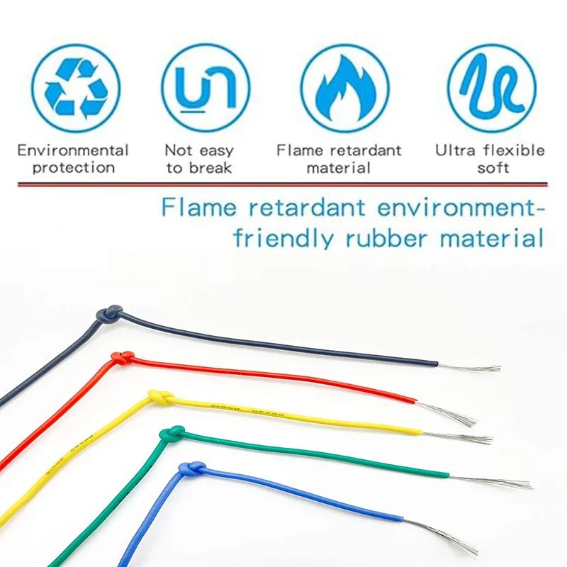 30awg 28awg 26awg 24awg 22awg 20awg 18 16awg Heat Resistant Silicone Rubber Insulated Tinned Copper