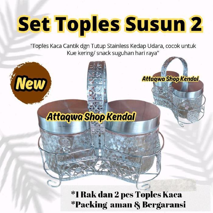 Toples kaca set 2 Toples rak stainless set 2 Toples Lebaran