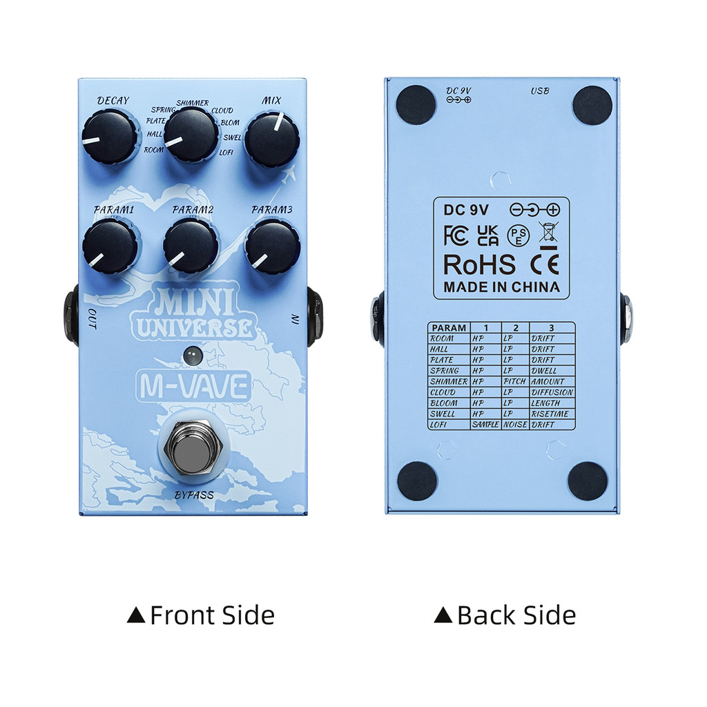 M-VAVE MINI-UNIVERSE Digital Reverb Pedal 9-Mode Hall Shimmer Spring Effector for Guitar Bass