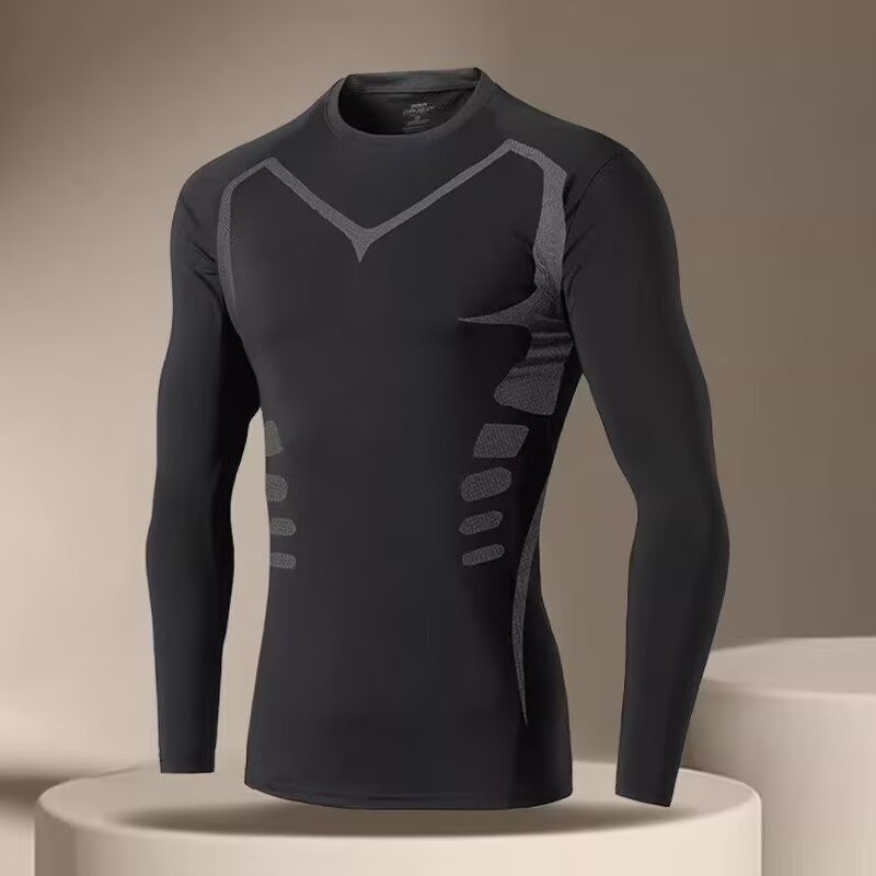 Men'S T-Shirt Men Running Sport T Shirt Men Compression Fitness Tops Tee Quick Drytight Training Gym