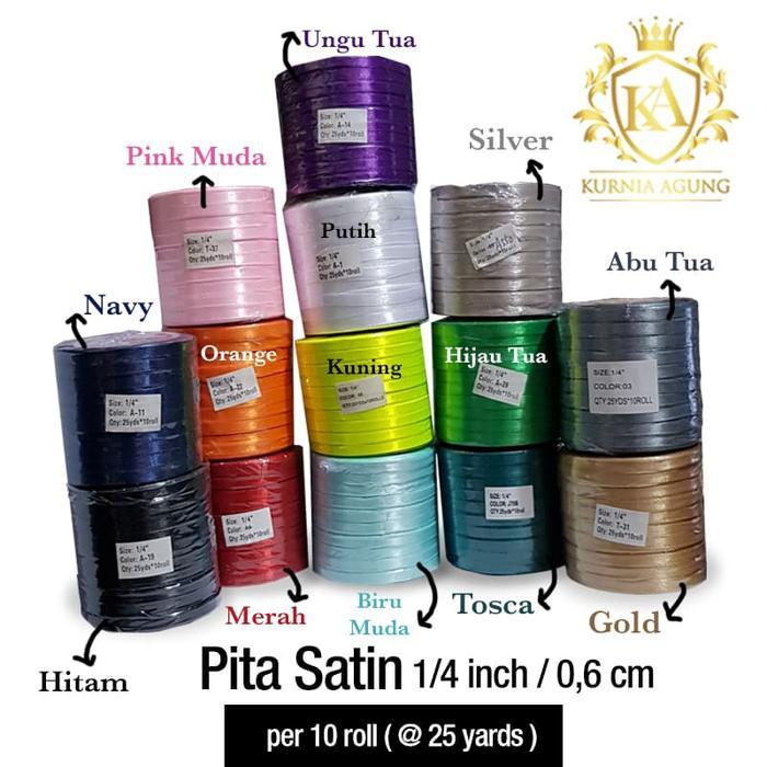 Pita Satin 1,4" per 1 SLOP ( 10 ROLL) Murah Grosir