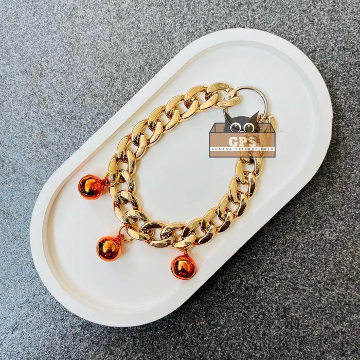Premium Kalung Kucing Preman Rantai Akrilik Lonceng 3 Ukuran 14Mm Original