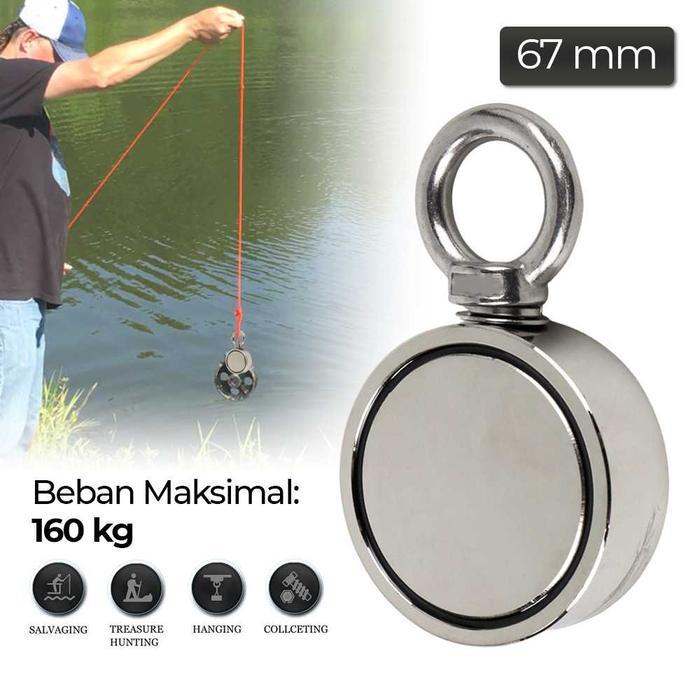 Taffware Magnet Fishing Double Round Hook Strong Neodymium 60Mm Dan 67Mm - D60