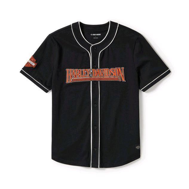 JERSEY HARLEY-DAVIDSON MEN'S 03 BASEBALL BLACK KAOS JERSEY PRIA ORIGINAL HD GENUINE 96485-25VM