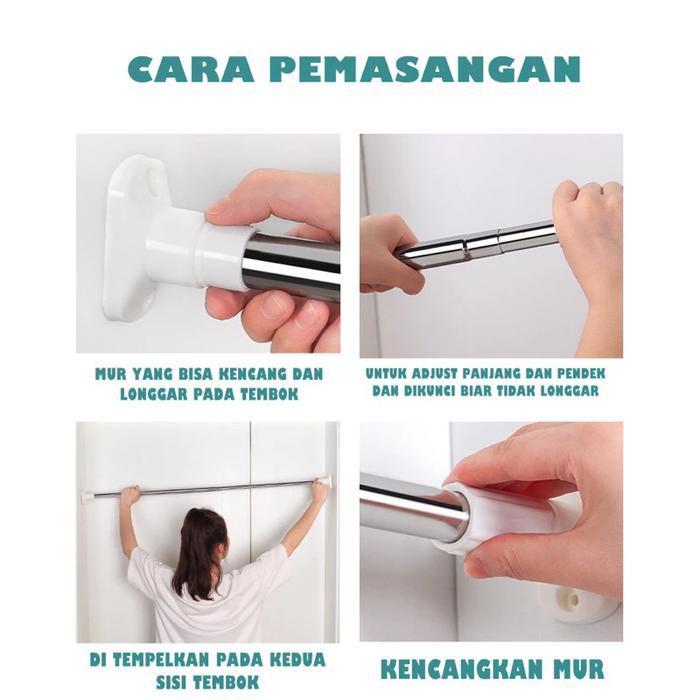 Baja Tahan Karat Tiang Gantungan Multifungsi FleksibelTiang Gantungan Baju Baja Tahan KaratFleksibel