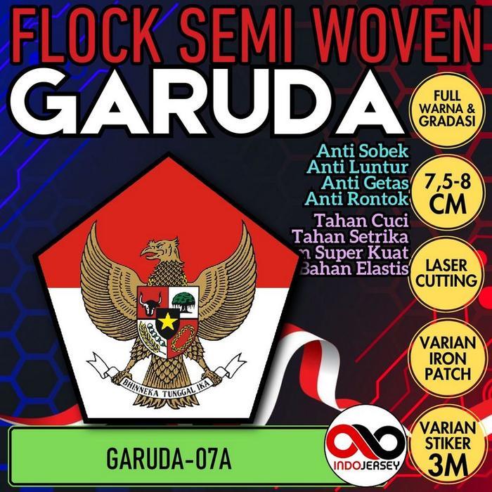 Patch Logo Badge Emblem Flock Semi Woven Setrika iron-on Stiker jersey kaos baju Indonesia - GARUDA