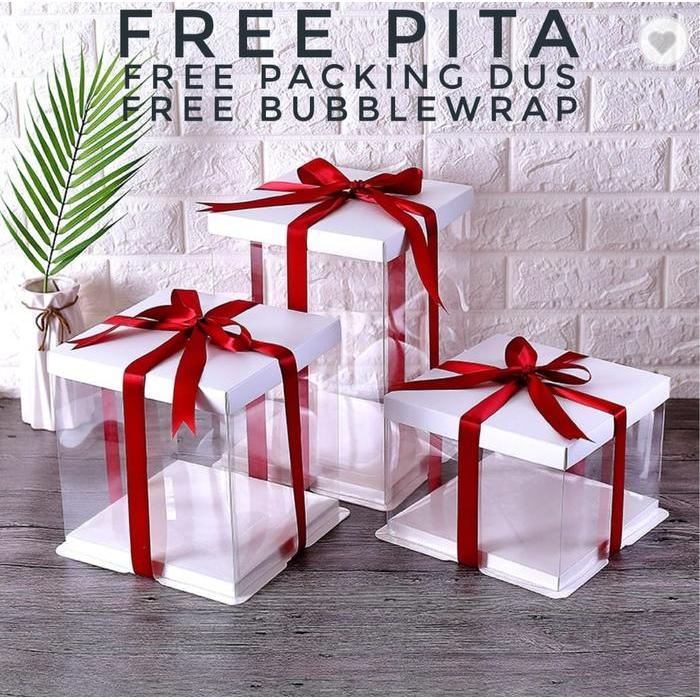 Cake Box Mika Dus Kue Kotak Kue Box Mika Gift Box Kotak Kado Kotak Hantaran Mika PET Transparant