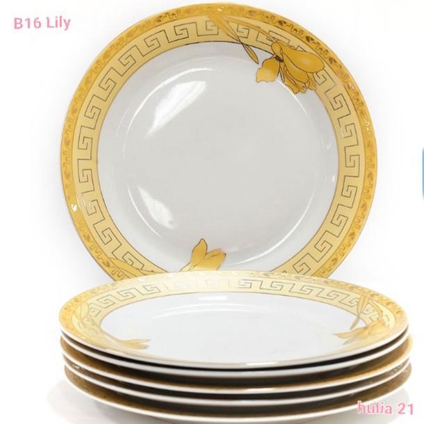 Piring 6 pcs B16 motif Lily merek Vicenza