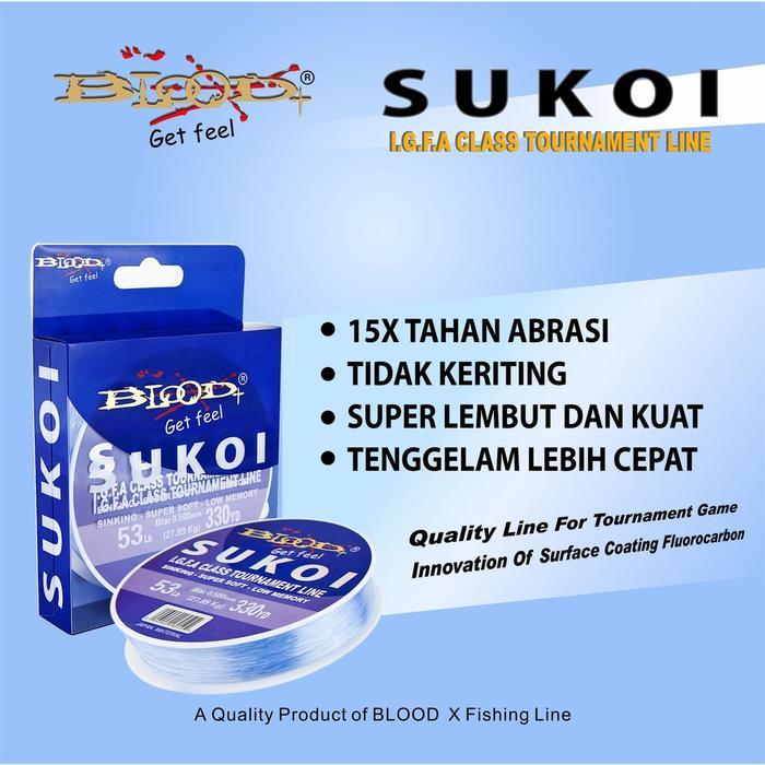 Senar Pancing Super Kuat BLOOD-X Sukoi FluoroCarcon Coated - Biru Laut