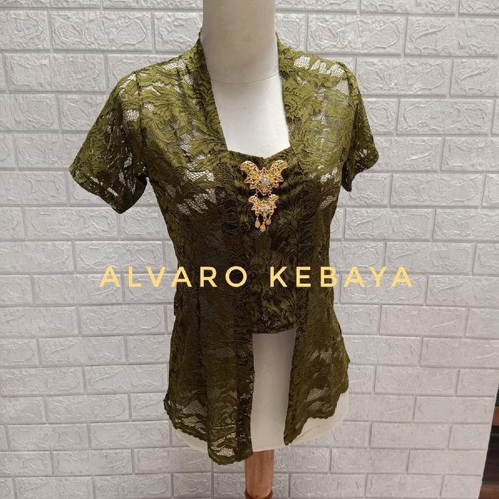 Kutubaru Melar Pendek Strait Atasan Kebaya Wanita Baju Tradisional Brokat Modern Kondangan Hitam