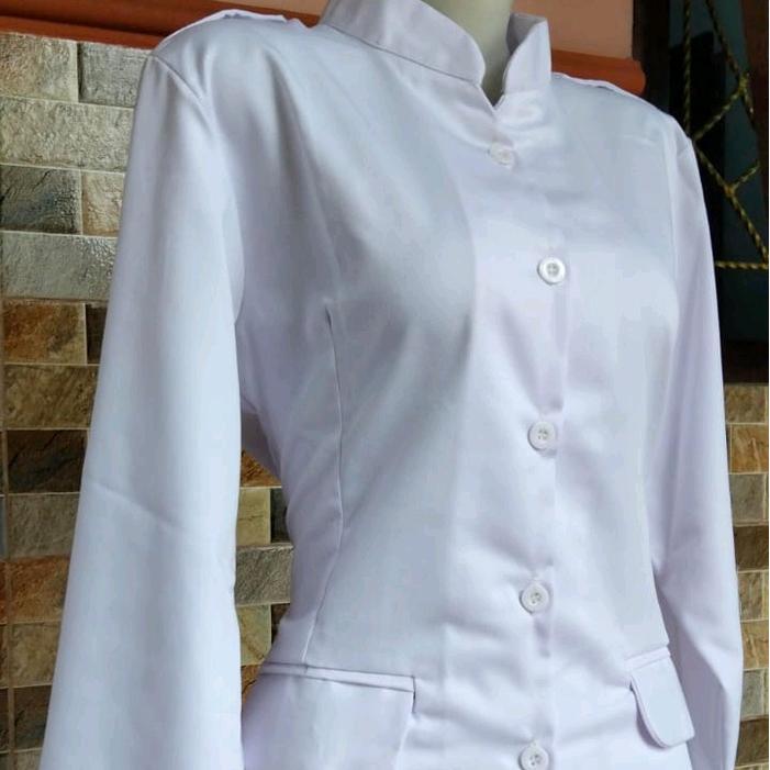 Seragam Pdh Putih Krah Sanghai Saku Bawah Baju Pdh Putih Pppk Cewek Panjang Kerja Terlaris