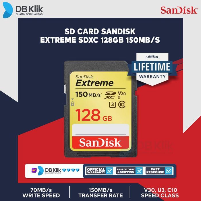SD Card SanDisk Extreme SDXC 128GB 150MB/s - SDSDXV5-128G-GNCIN