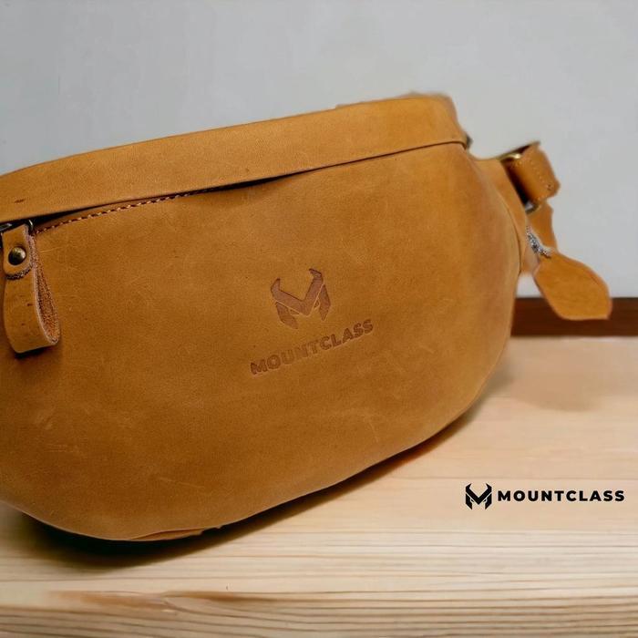 (Mountclass) Tas Selempang Waistbag Pinggang Kulit Asli Pria 100% Original Garut Terbaru Terbaik
