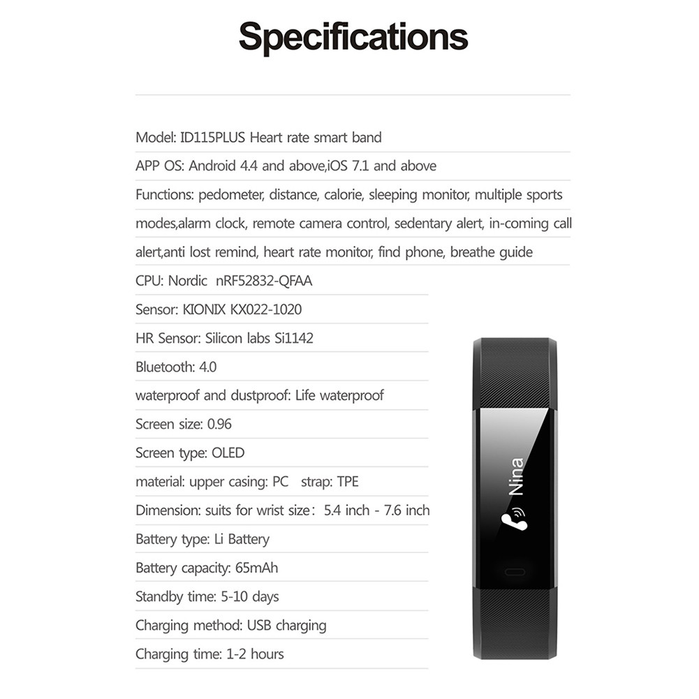 2/1pcs Replacement Strap For ID115 HR Plus Wrist Band Strap Watchband Smart Bracelet Accessory For