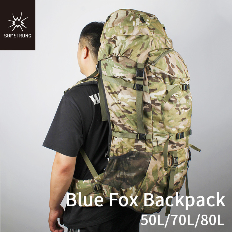 SAMSTRONG Blue Fox Backpack 50L 70L 80L Large Capacity Outdoor Camping Hiking Mountaineering Travel