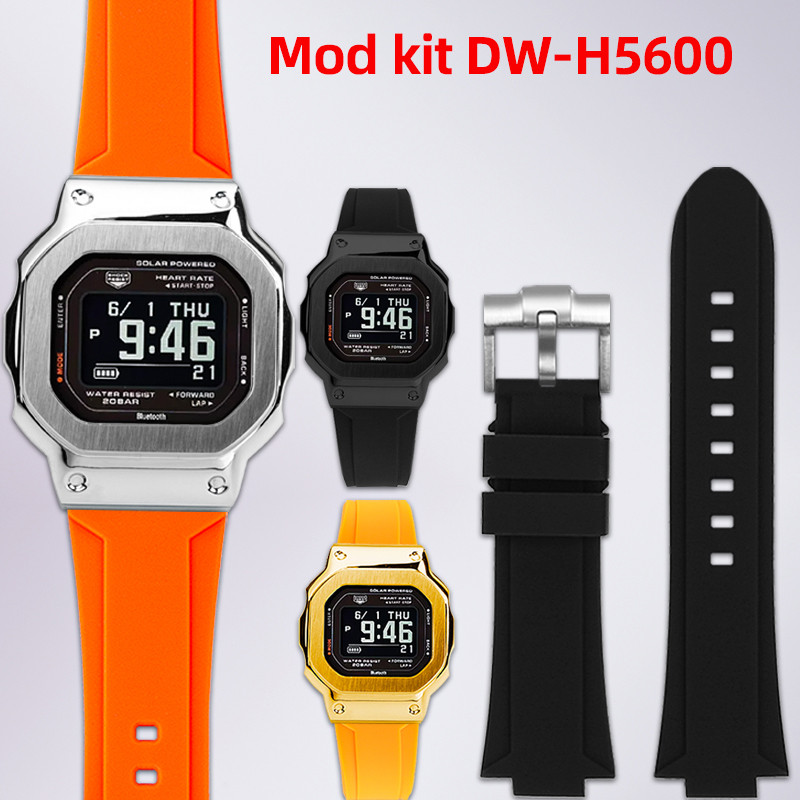 Ified Dw-H5600 Rubber Silicone Watch Band Stainless Steel Case For Casio G-Shock 3516 Dw-H5600Mb