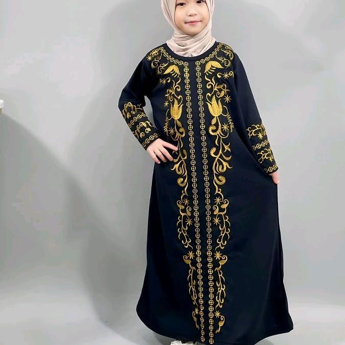 Gamis Abaya Gamis Arab Hitam Putih Bordir Mewah Syahbah Anak Perempuan Gamis Anak Baju Muslim Anak