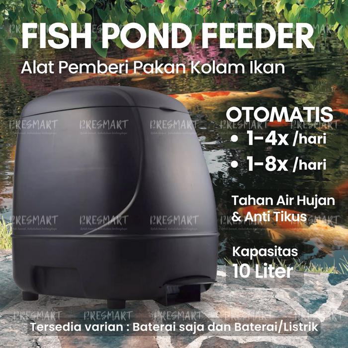 Auto Fish Pond Food Timer Feeder 10L Automatic Pemberi Pakan Makanan Otomatis Autofeeder Kolam Ikan