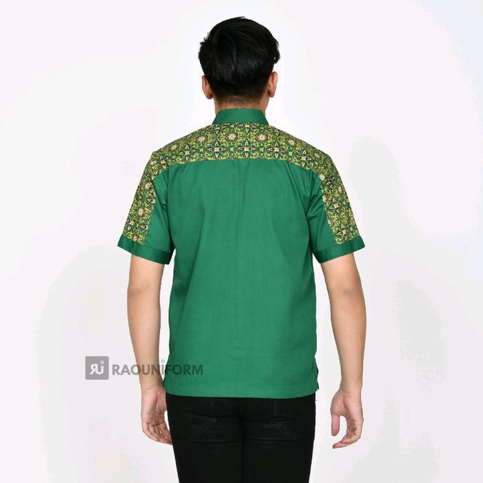 Raouniform Seragam Batik Wanita & Kemeja Atasan Pria Baju Kerja Kantor Cafe Restoran Kombinasi Batik