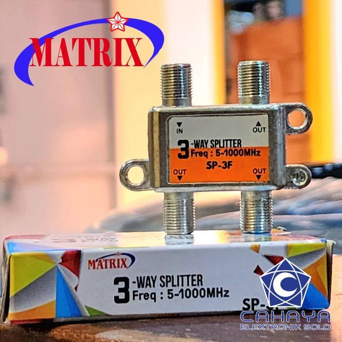 Splitter 3 Way Matrix Cabang Antena Kabel TV MATV CATV UHF Spliter