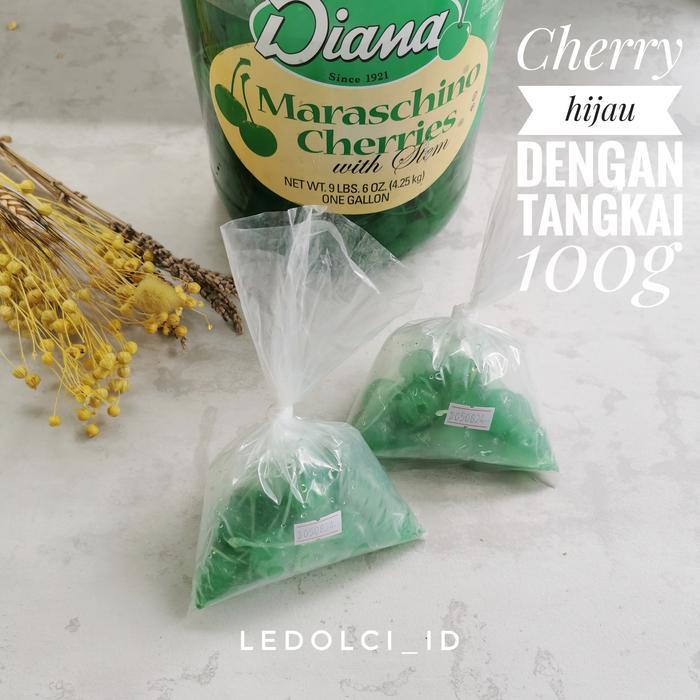 JTTOP CHERRY HIJAU TANGKAI CERI HIJAU TANGKAI MARASCHINO 100 GRAM (HIJAU)