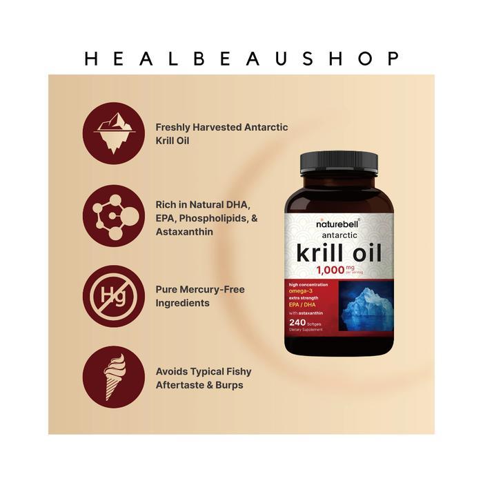 Naturebell Krill Oil 1000Mg & 2000Mg Omega 3 With Astaxanthin 240Softgels