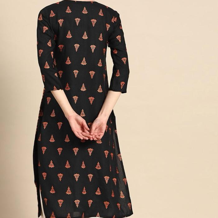 Laqueens Sangria Black Baju India Kurta Kurti Hitam Atasan Tunik Panjang Muslim Wanita Remaja Dewasa