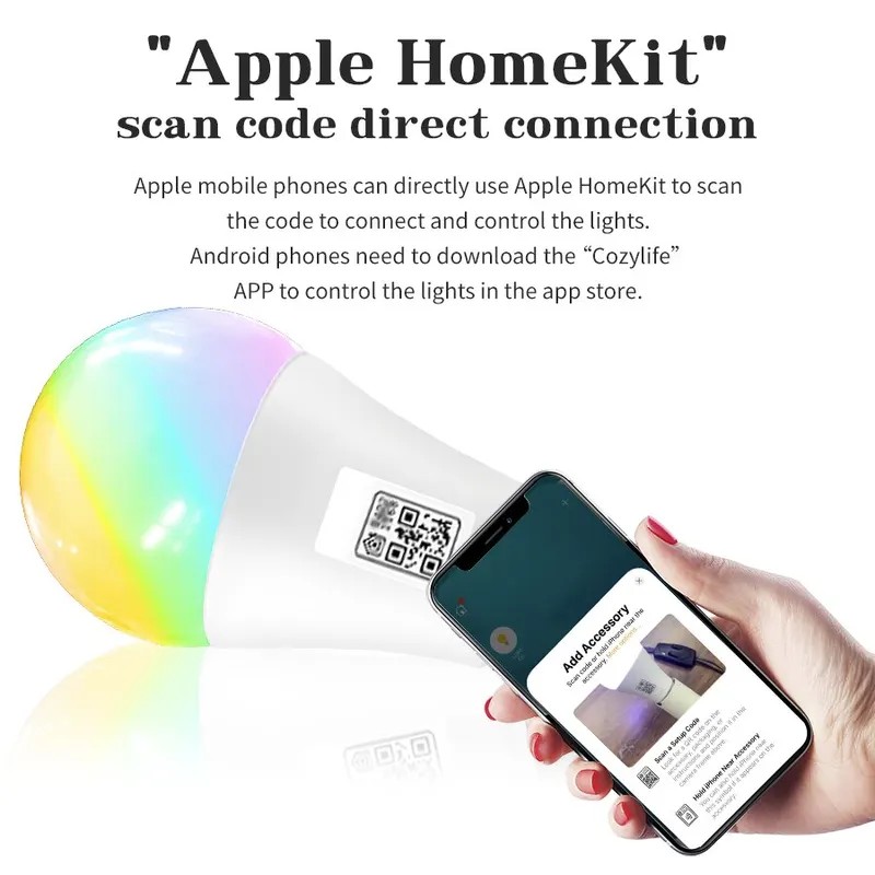 Homekit APP LED Bulb Lamp WIFI Smart Light Bulb E27 RGBCW Multicoloured Dimmable LED Bulb Siri Voice