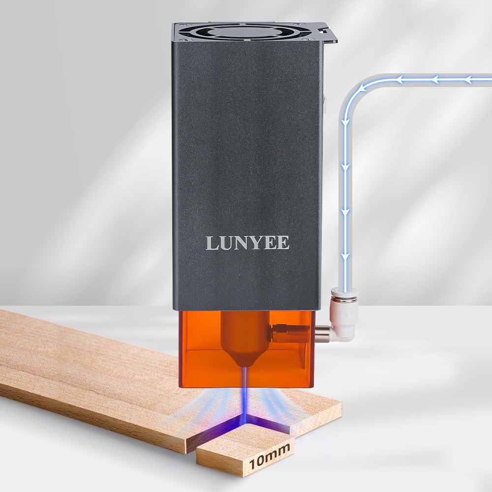 LUNYEE 20W Optical Power Laser Module 4 Diode Laser Head with Air Assist Cut Metal for Home CNC Lase