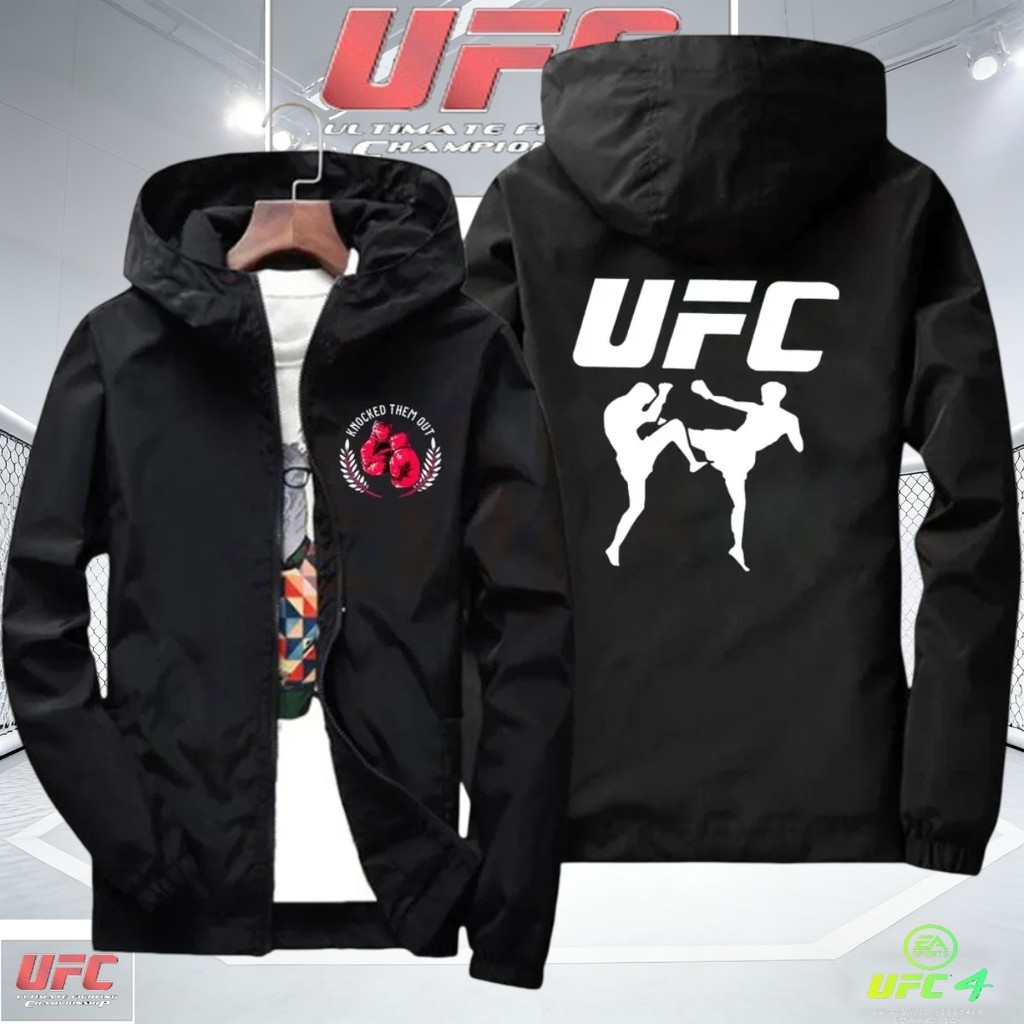 2026 UFC Fighting Men's Fashion Jacket, S-6XL size with zipper and windproof hood, spring-autumn