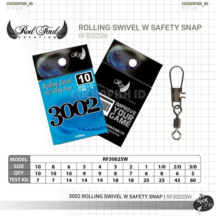ORIGINAL Rodford 3002 ROLLING SWIVEL W SAFETY SNAP RF3002SW - Kili Kili Pancing READY STOCK