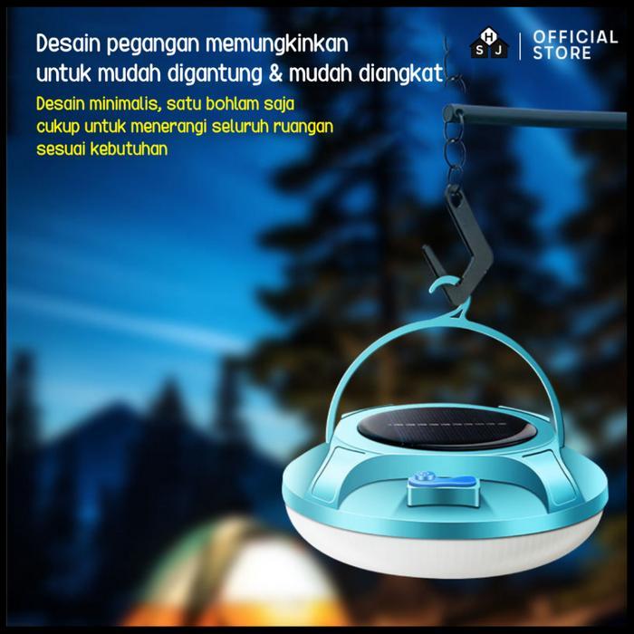 Lampu Emergency Ufo Gantung Solar Panel Camping Lamp Lampu Darurat Super Terang Pasti Ori