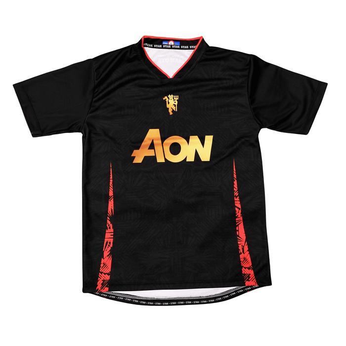 Jerseygo - Jersey Sport Fantasy Club MU Manchester United Away Black Motif Retro Vintage Dryfit
