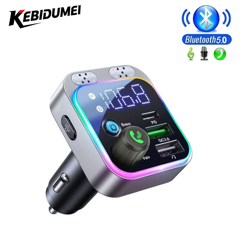 Kebidumei Car Bluetooth Fm Transmitter Car Charger Digital Display Adapter For Car Fm Car Fast