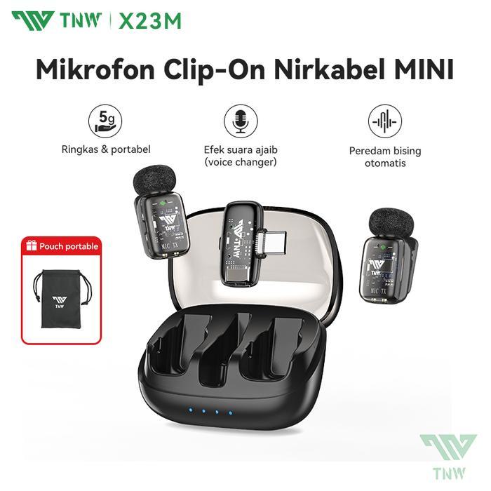 HOT PROMO TNW X23M Wireless Microphone Nirkabel Lavalier Ultra-Mini Mic HP Dengan AI Voice Changer