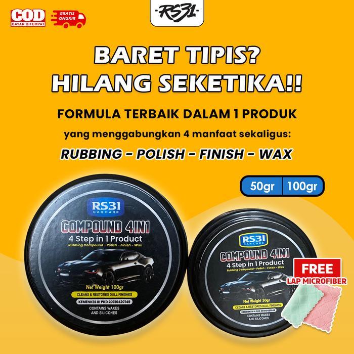 RS31 PENGHILANG BARET MOBIL MOTOR HELM COMPOUND POLISH SHINE PROTECT 4IN1 SCRATCH REMOVER,