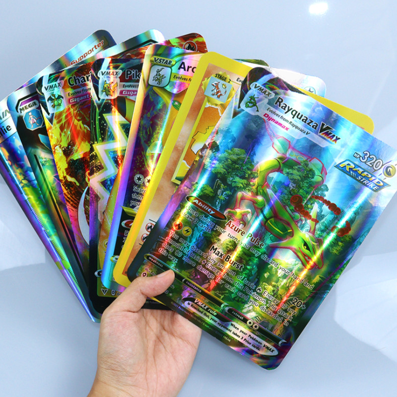 21*15cm Pokemon Big Rainbow Cards Oversized Jumbo Vstar Pack Letters Spanish German French Vmax GX