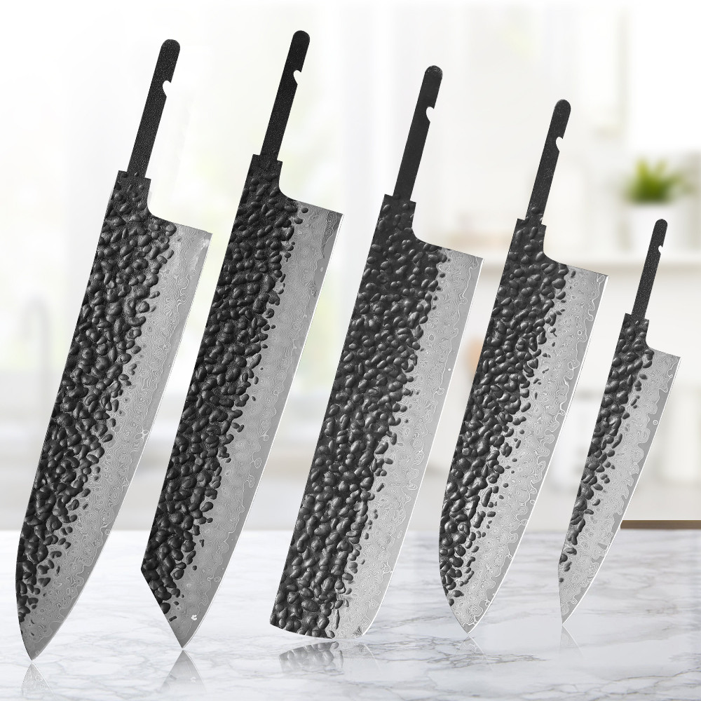 Turwho 1-5 Pieces Japanese Chef Kns Blank Blade Diy Damascus Steel Vg10 Kitchen Knife Set Diy Knife