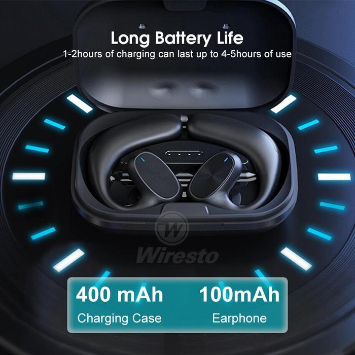 Wiresto Tws Earphone Bluetooth, Headphone Konduksi Tulang, Earphone