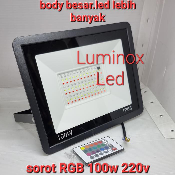 LAMPU TEMBAK RGB 100 WATT 100W - SOROT FLOOD LIGHT WARNA WARNI 100WATT