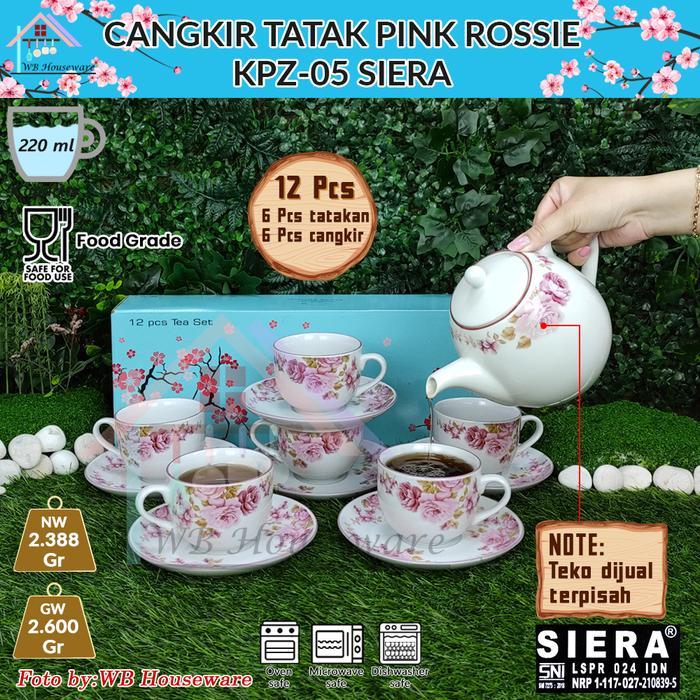 cangkir teh / tea set / cangkir tatak pink rossie SIERA KPZ-05-CS